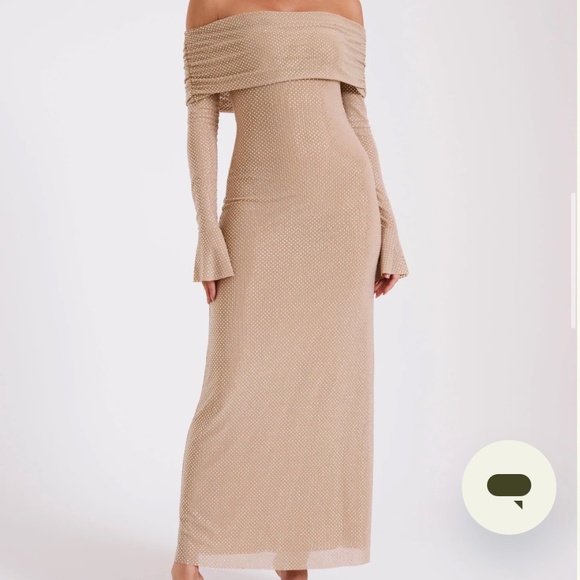 Meshki Marcel Off Shoulder Diamante Maxi Dress - Size M - Picture 2 of 3